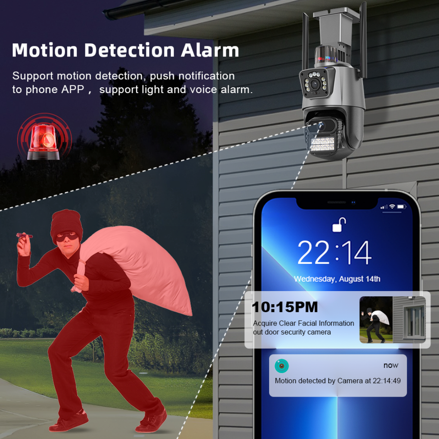 Motion alarm that scares intruders off