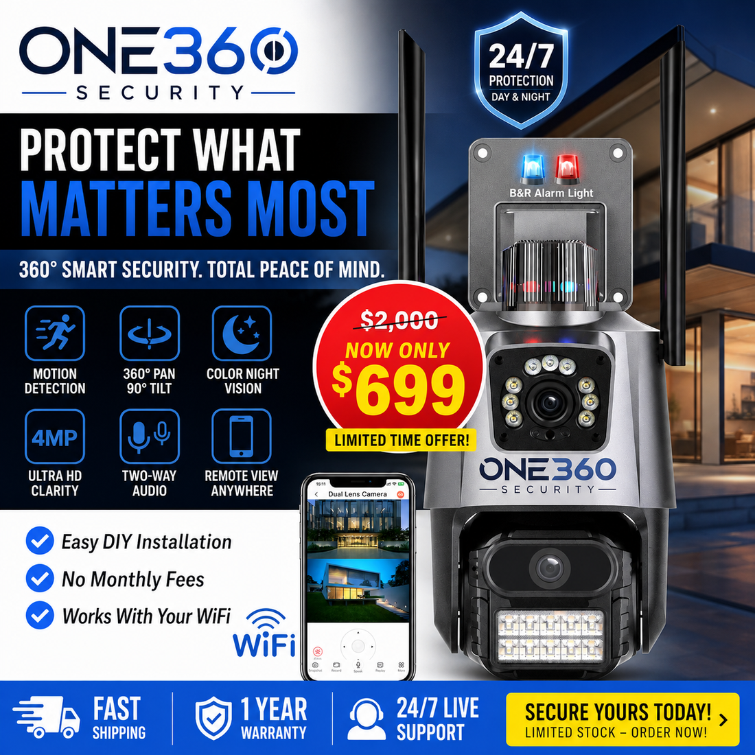 One360™ Essential Dual-View | 6MP Ultra-HD WiFi Security Camera