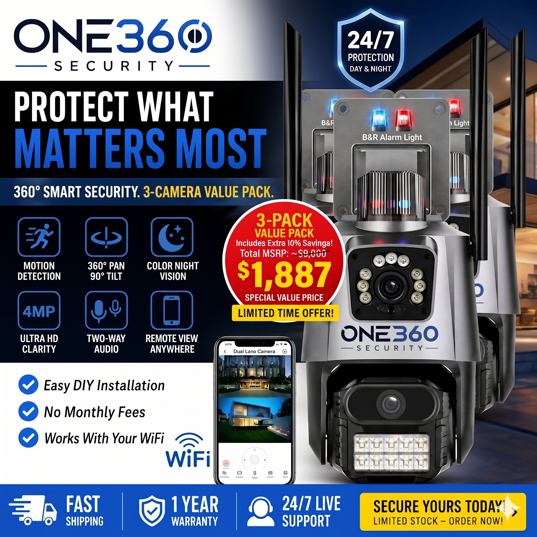 One360™ Essential Dual-View | 6MP Ultra-HD WiFi Security Camera